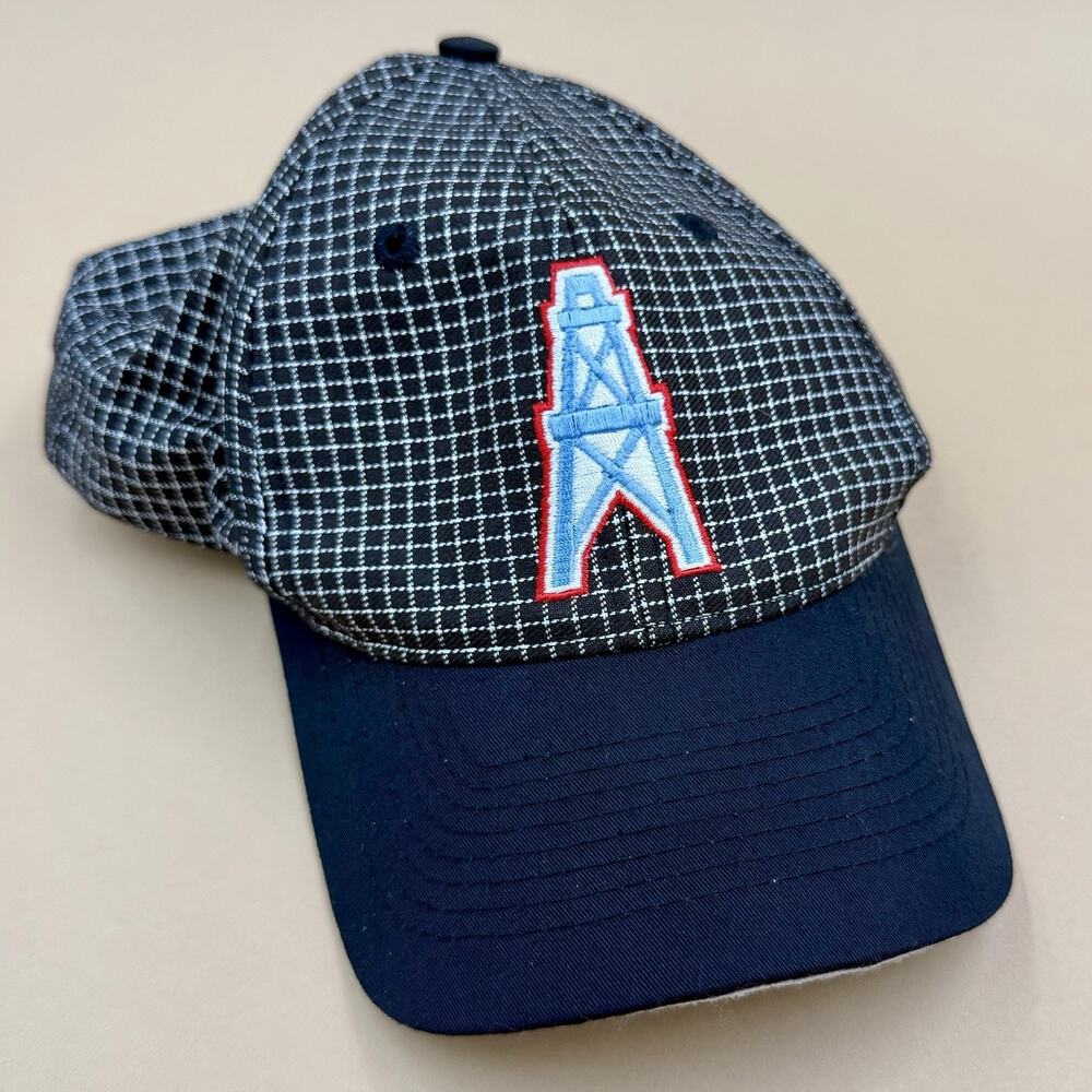 Vintage 90s Houston Oilers Logo 7 Snapback Hat NFL Grid Print Gameday